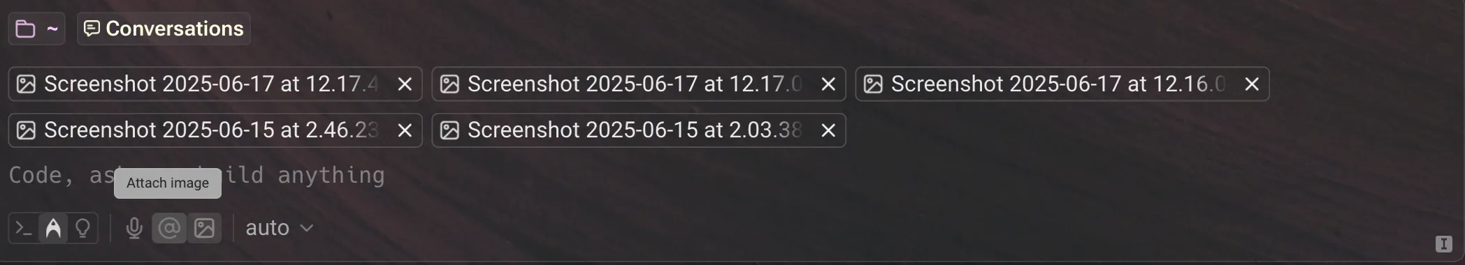 Attaching 5 images on the new "Universal" input (bottom left toolbelt)
